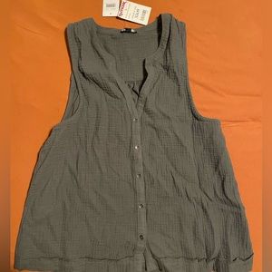 Splendid Button up tank shirt 100% cotton muslin and jersey